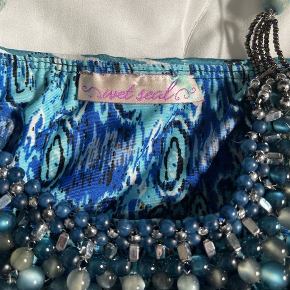 Wet Seal Blue Green Sequin Halter Dress - Picture 4 of 9